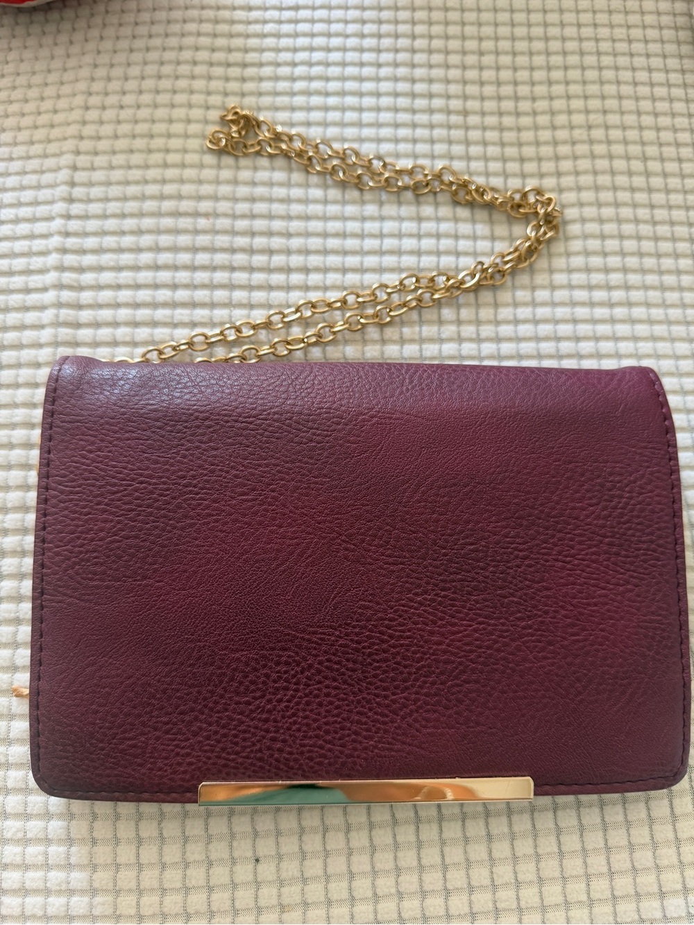 Mix No. 6 Wine Leather Crossbody with Gold Chain
